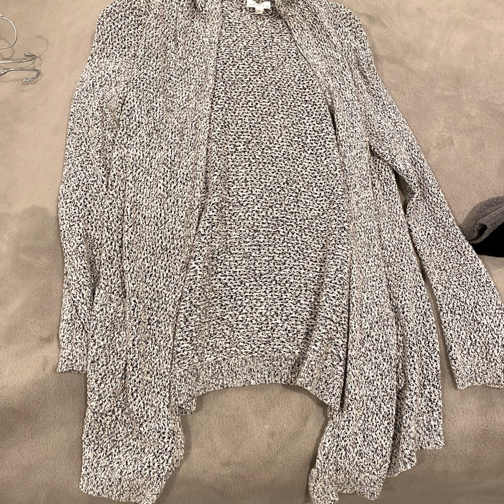 Open weave hooded cardigan